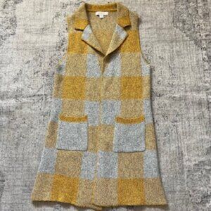 🧡3/15 Monteau Los Angeles Long Sweater Vest Cardigan Women's M
